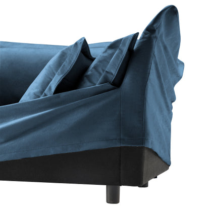 Blue Chenille Modular Ottoman, Washable Cover High Density Foam Multiuse Footrest for Indoor Space