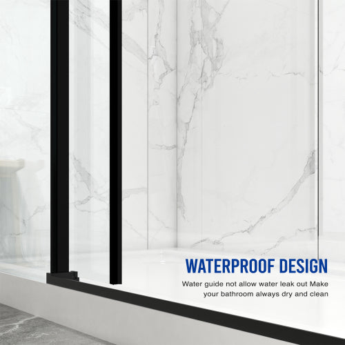 56"-60"W x 70"H Frameless Shower Door, Sliding Shower Door, with Premium 5/16"(8mm) Thick Tempered Glass Shower Enclosure,Double Side Easy Clean Coat,Matte Black Finished With Buffer