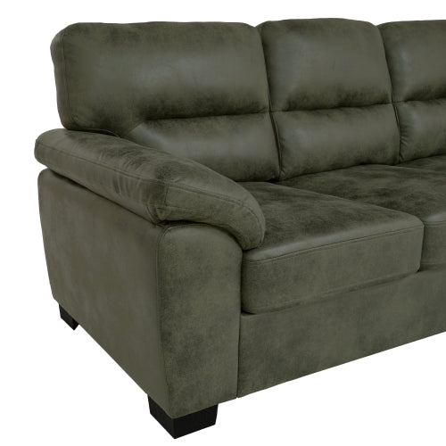 81 inch  Olive-Green 3-Seater Retro Foil-Fabric Sofa,Padded Armrests,Black Triangle Legs