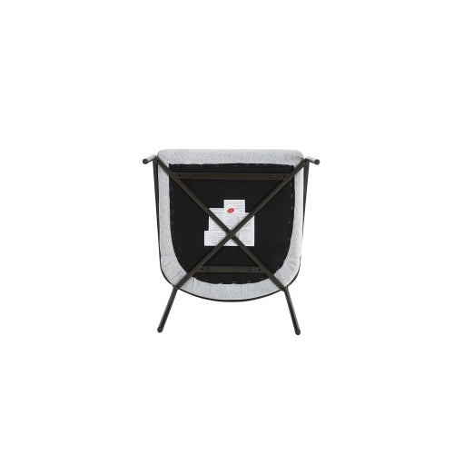 Modern Dining Chairs Set of 2, Light Grey Polyester Upholstered Chairs with Bronze Iron Frame