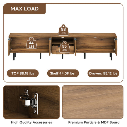 78 Inch TV Stand with Storage Cabinets Natural Wood Entertainment Center
