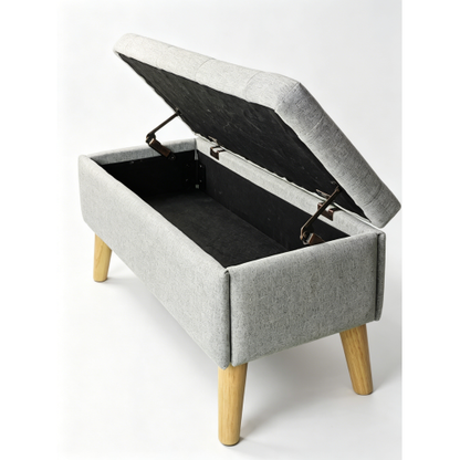 32 inch Upholstered Storage Ottoman Bench with Tray, Hidden Storage Footrest