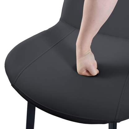 Set of 2 Black PU Leather Dining Chairs, Carbon Steel Metal Legs 330 LBS Weight Capacity