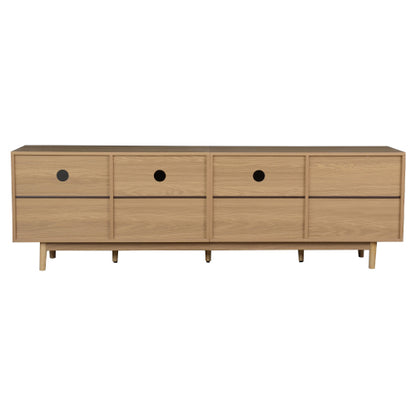 76.6 inch Natural Real Rattan TV Stand 3 Drawer Entertainment Center Fits 65¨C85 Inch TV
