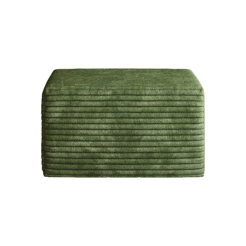 Green Plush Corduroy Sofa Ottoman, Tool-Free Modular Sectional Cloud Couch with Reversible Chaise Lounge
