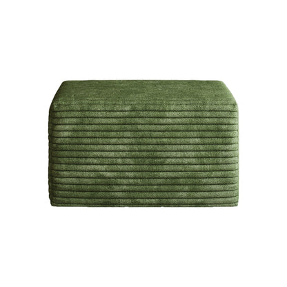 Green Plush Corduroy Sofa Ottoman with No Assembly Design