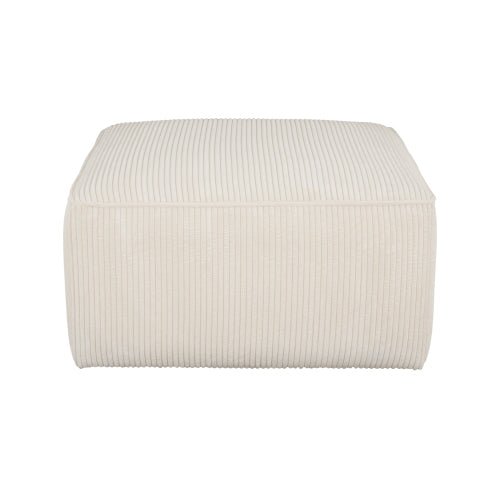 Beige Corduroy Square Ottoman, Upholstered Modular Foot Stool, 29.5 inchW x29.5 inchD x15 inchH with Plywood Wood Frame