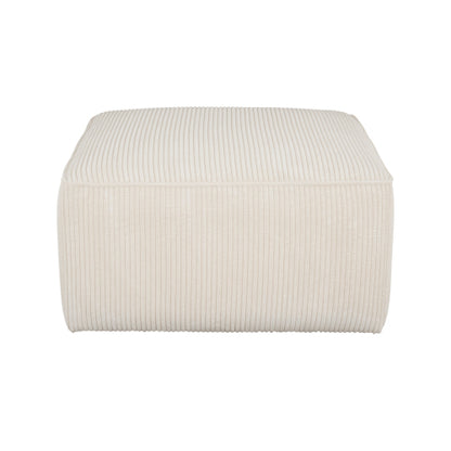 Beige Corduroy Square Ottoman, Upholstered Modular Foot Stool, 29.5 inchW x29.5 inchD x15 inchH with Plywood Wood Frame