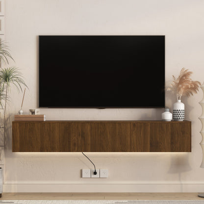 69 Inch Floating Wall TV Cabinet with 16 RGB LED Lights Long Power Cord for 55-65 Inch Televisions