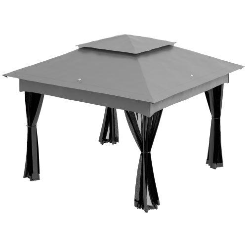 Outsunny 11' x 11' Pop Up Canopy, Outdoor Patio Gazebo Shelter with Removable Zipper Netting, Instant Event Tent w/ 114 Square Feet of Shade and Carry Bag for Backyard, Garden, Light Gray