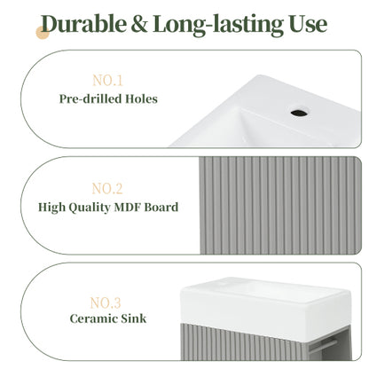 18.6" Bathroom Vanity with Sink, Bathroom Vanity Cabinet with Two-tier Shelf, Left or Right Orientation, Grey (Old Sku:WF308491AAE)