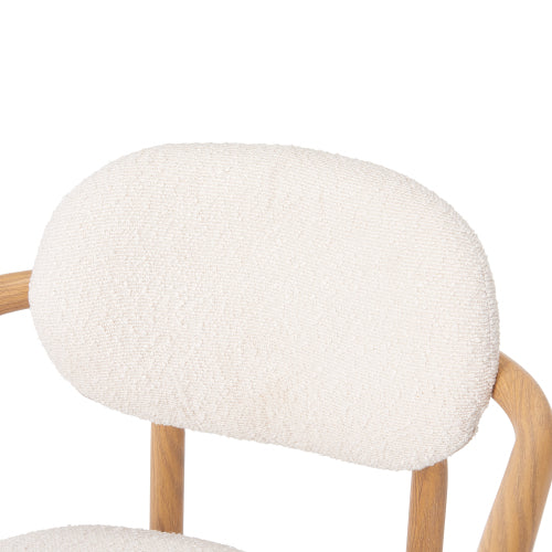 Dining Chairs Set of 2, Beige Upholstered Chairs with Maple Grain Metal Frame