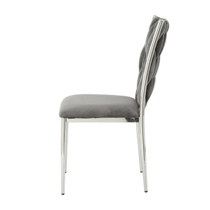 Velvet Upholstered Dining Chairs with Metal Legs, Set of 2, Dark Gray