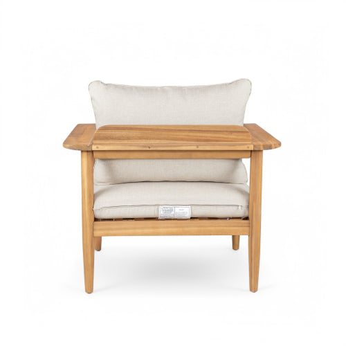 Terassi Outdoor Acacia Wood Lounge Set with Chair, Ottoman