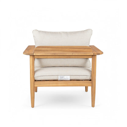 Terassi Outdoor Acacia Wood Lounge Set with Chair, Ottoman