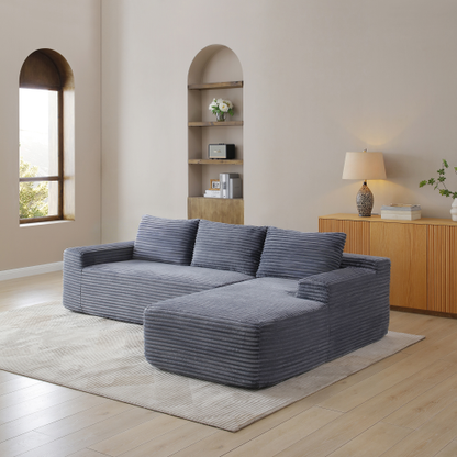 97'' Modular Sectional Sofa, Cloud Sectional Couch with Deep Seat, Modern Modular L-Shape Sofa Couch with Chaise,Upholstered Couches for Living Room Bedroom,No Assembly, Grey
