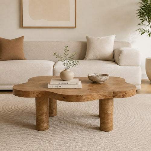 40inch  Burl Wood Cloud Coffee Table, Natural