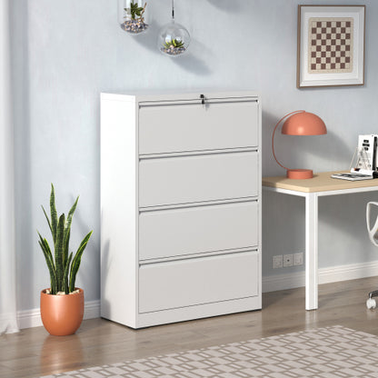 4-Drawer Heavy Duty Metal Lockable Lateral File Cabinet For Office