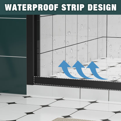 44-48"x76" Aluminum Frame Double Sliding Shower Door,Bypass Bathroom Sliding Door with Premium 1/4" (6mm) Clear Tempered Glass, Black Hardware Sliding Glass Shower Enclosure,Matte Black Finished