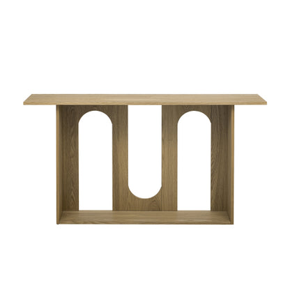 Modern and Curved Design Ash Veneer Console Table with Shelf,Suitable for Entryway,Hallway Living Room,Foyer,Corridor