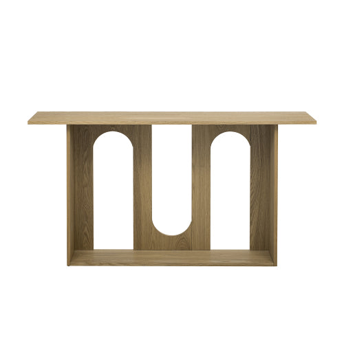 Modern and Curved Design Ash Veneer Console Table with Shelf,Suitable for Entryway,Hallway Living Room,Foyer,Corridor