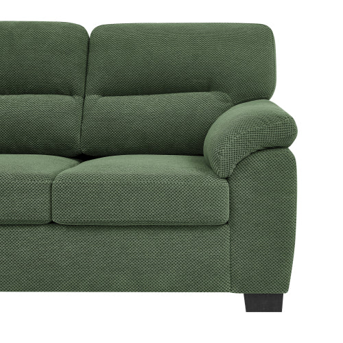 Green Modern 3-Seater Upholstered Sofa,Textured Fabric,Solid Wood Frame