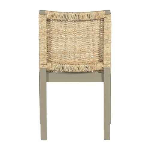 Rattan Back Solid Wood Dining Chairs, Set of 2, Champagne