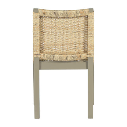 Rattan Back Solid Wood Dining Chairs, Set of 2, Champagne