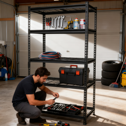 5 Tier Heavy Duty Storage Shelves Garage Shelving 2250 lb Load Boltless Assembly Black