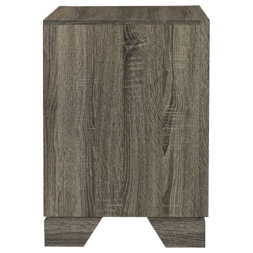 Brown Oak 2-Drawer Transitional Nightstand, Engineered Wood