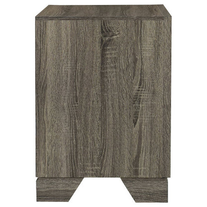 Brown Oak 2-Drawer Transitional Nightstand, Engineered Wood