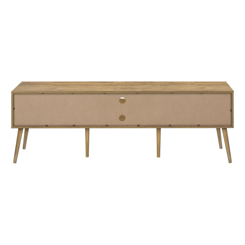 72 Inch Contemporary Walnut Laminate TV Stand with Sliding Doors & Cable Management
