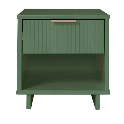 Sage Green Glam Style Solid Wood Nightstand