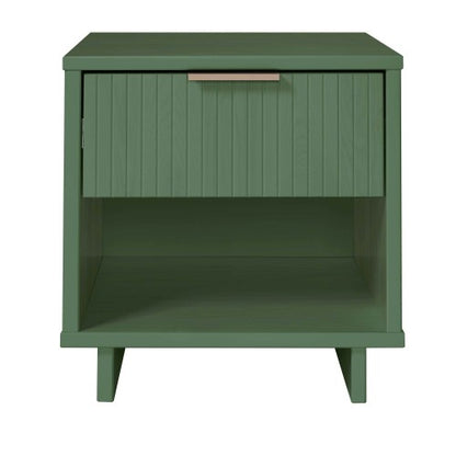 Sage Green Glam Style Solid Wood Nightstand