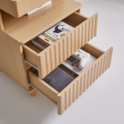 Oak 2-Drawer Nightstand with Gun Drawer & Charging Station