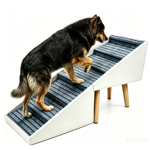 Beige 2-in-1 Foldable Dog Stairs Ottoman, 6 Step Pet Ramp 25.2 inch, Foldable Footrest for All Dog Sizes