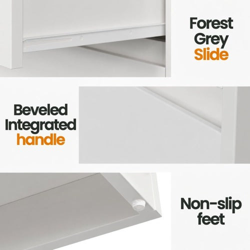 23.6inch Wide 3 Drawer Modern Nightstand, White Storage Bedside Table with Soft Close Drawers