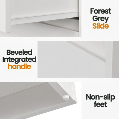 23.6inch Wide 3 Drawer Modern Nightstand, White Storage Bedside Table with Soft Close Drawers