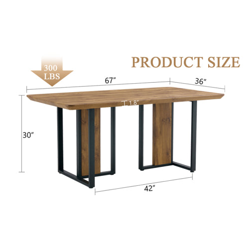 Wood Grain MDF Dining Table with Metal Frame