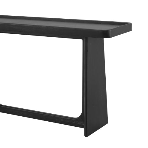 Farmhouse Console Table with Tray Top Design, Solid Wood Frame for Entryway, Living Room or Sofa Back, Black