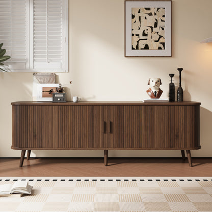 70 inch Modern TV Stand for TVs Up to 80 inch, Wood Grain Media Console with Solid Wood Legs