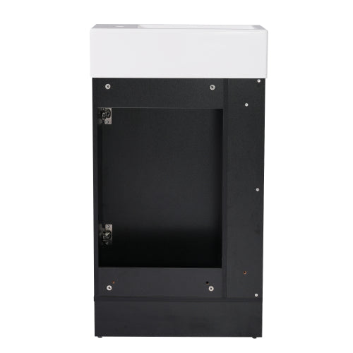 18.6" Bathroom Vanity with Sink, Bathroom Vanity Cabinet with Two-tier Shelf, Left or Right Orientation, Black (WF308491 New Color)