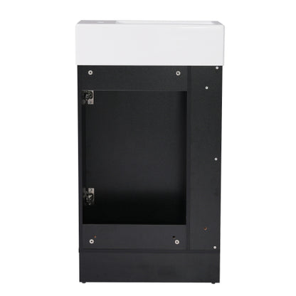 18.6" Bathroom Vanity with Sink, Bathroom Vanity Cabinet with Two-tier Shelf, Left or Right Orientation, Black (WF308491 New Color)