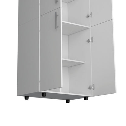 Armoire in melamine with 2 doors , 4 shelves and 2 clothes hanging bar