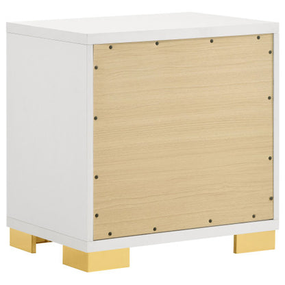 White Art Deco 2-Drawer Nightstand