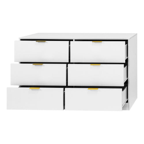 Modern 6-Drawer Dresser, Chest of Drawers for Bedroom, Living Room, Hallway, and Entryway - Large Storage Cabinet White