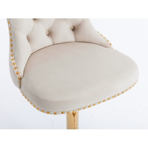 Furniture,Golden Swivel Velvet Barstools Adjusatble Seat Height from 25-33 Inch,Modern Upholstered Bar Stools with Backs Comfortable Tufted for Home Pub and Kitchen Island,Beige,Set of 2