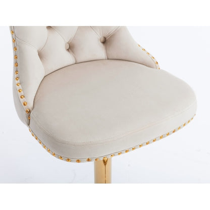 Furniture,Golden Swivel Velvet Barstools Adjusatble Seat Height from 25-33 Inch,Modern Upholstered Bar Stools with Backs Comfortable Tufted for Home Pub and Kitchen Island,Beige,Set of 2