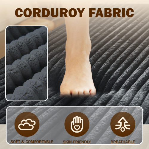 Dark Grey Twin Size Corduroy Convertible Floor Sofa Bed,2 Pillows