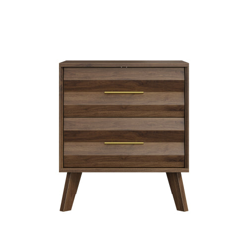 Walnut 2-Drawer Medieval Modern Nightstand